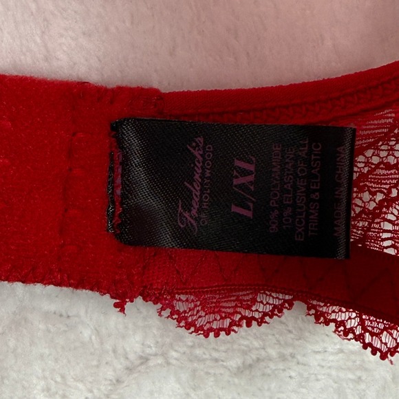 NWT Fredericks of Hollywood Red Lace Heart Ring Strappy Balconette Bra L/XL - Picture 4 of 7